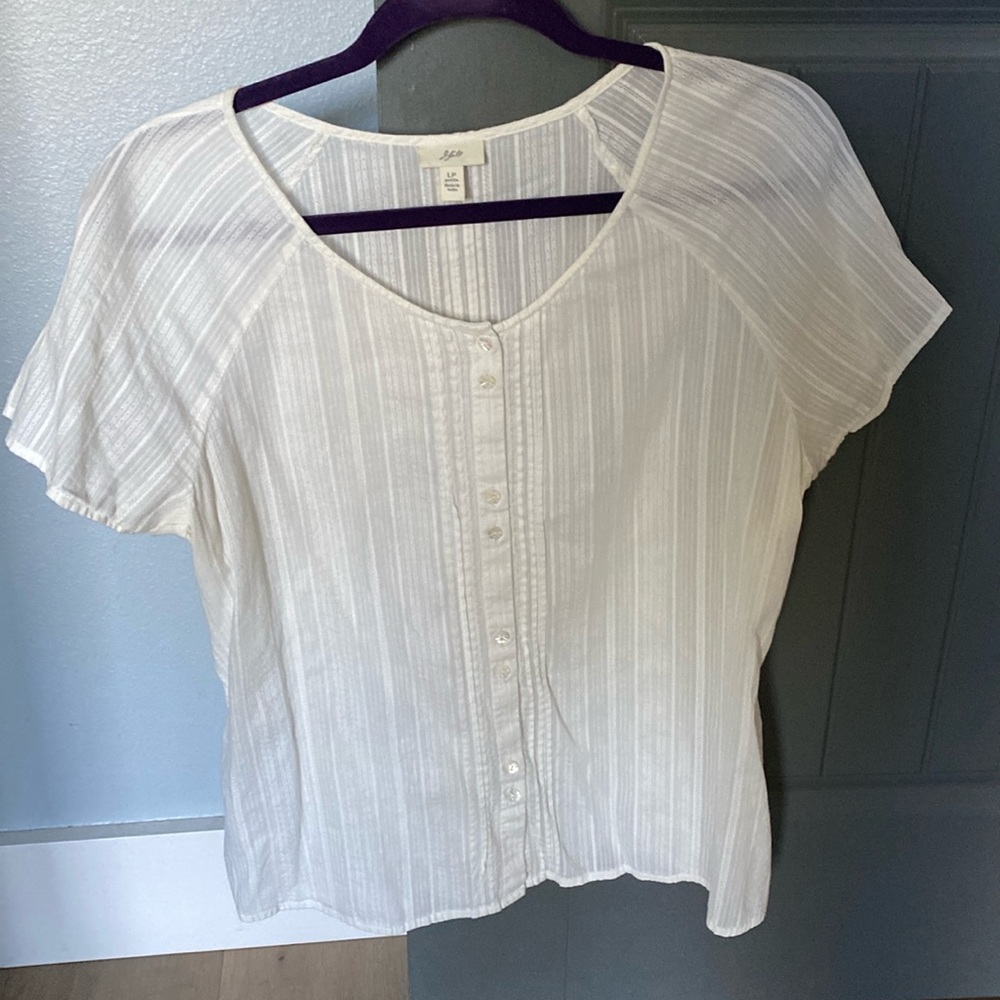 White Striped Button-Up Top